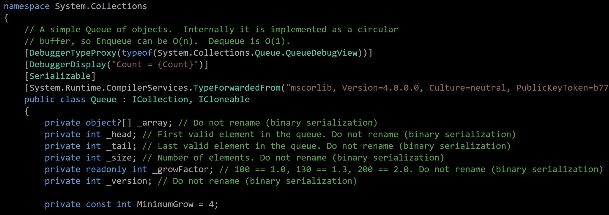 .NET是基于数组实现的循环队列